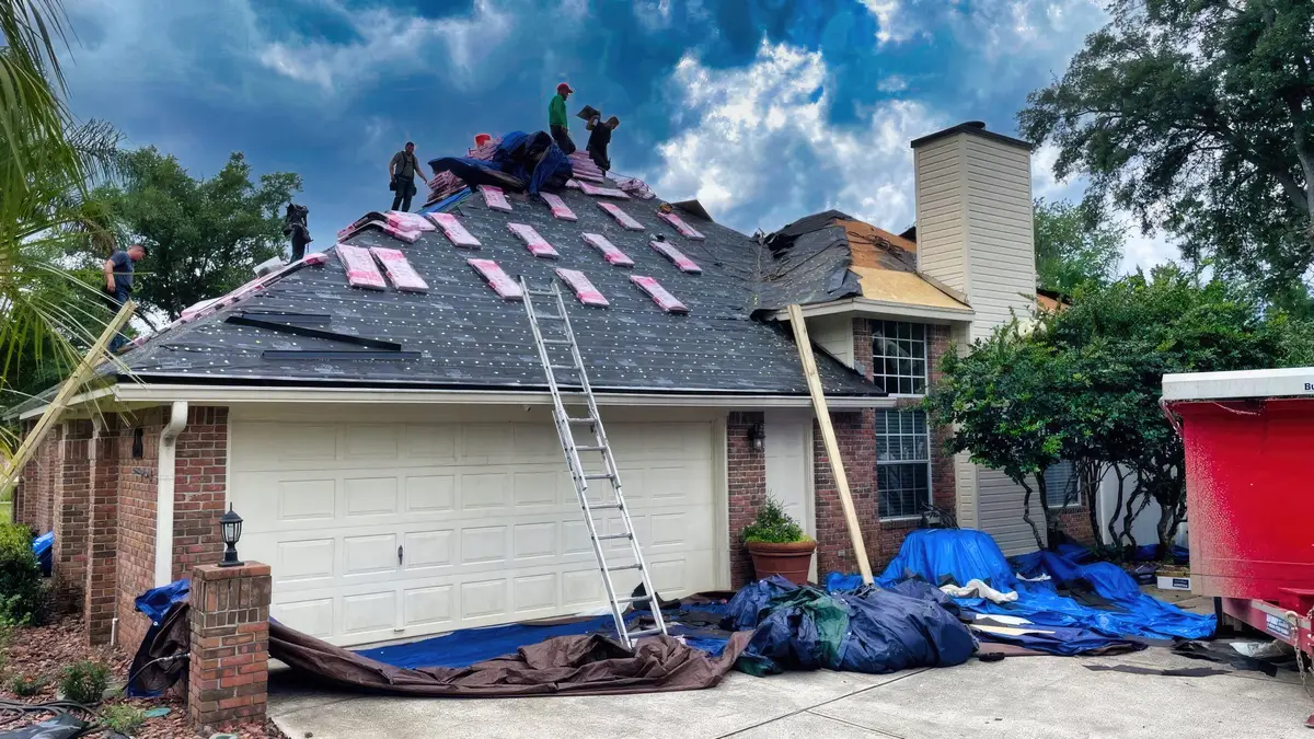 Trinity crew installing a new roof on a Florida home